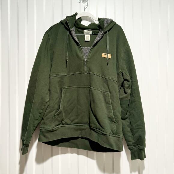 L.L. Bean Other - LL Bean Green Half Zip Sweatshirt Sherpa Fleece Lined Mens Medium